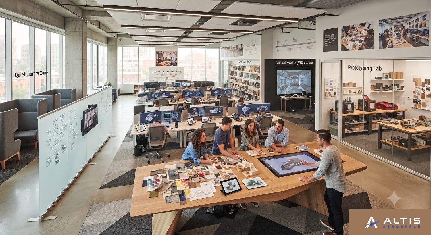 ALTIS AEROSPACE design and engineering studio, with VR studio and prototyping lab